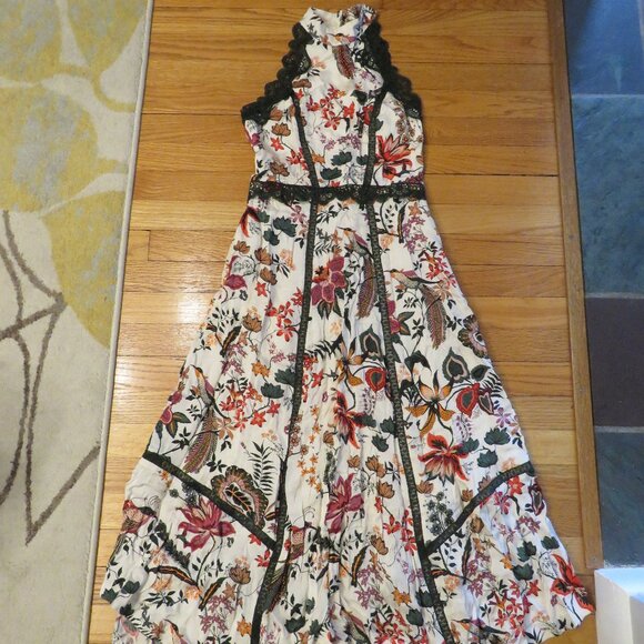 Lace-Trim A-Line Dress - By Anthropologie - Size 8 - Floral/Lined/Pockets - Picture 1 of 7